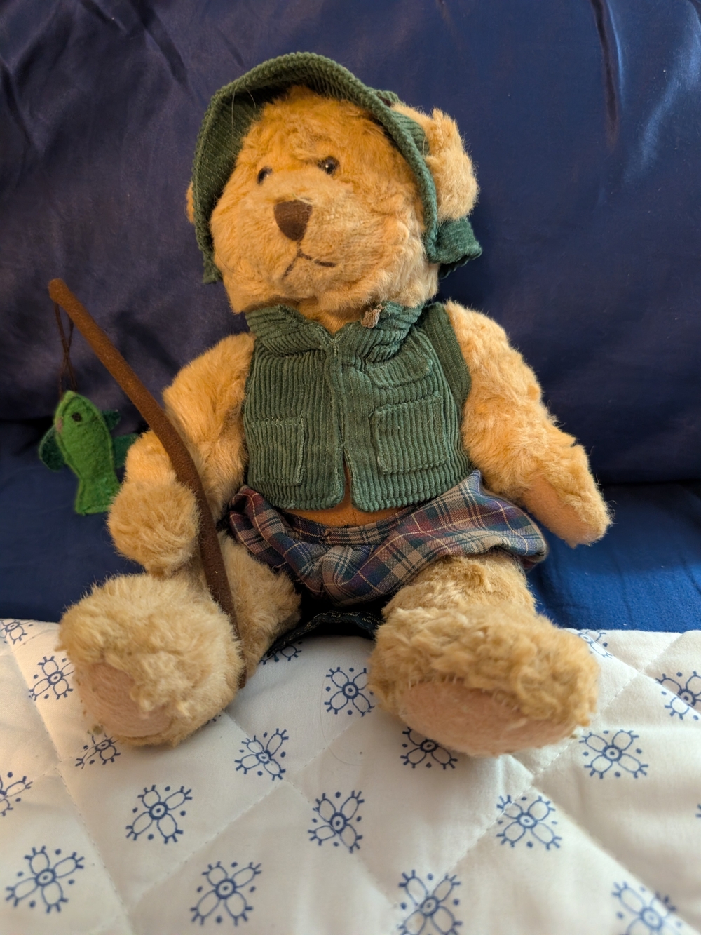 Russ Montana Fisherman Teddy Bear Plush 8 inch Fishing Pole Stuffed Animal Toy